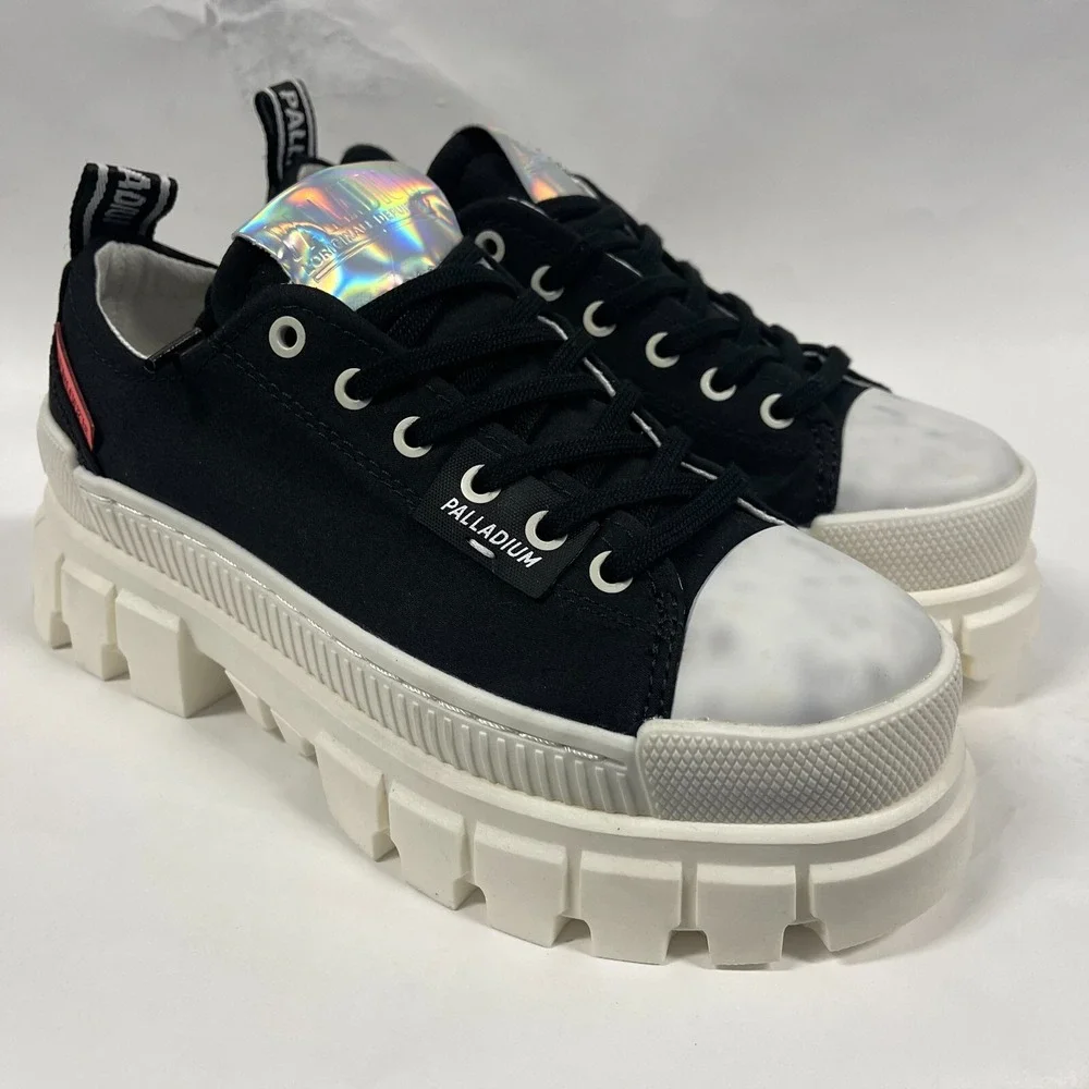 Palladium Revolt Womens 6 Black Marshmallow Chunky Sole‎ 97 Lo TX